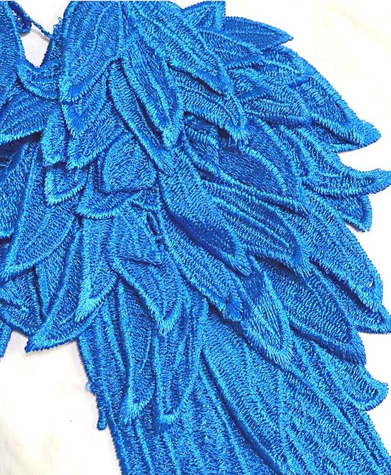 JRYYR Angel Wing Applique - Blue Lace Wings for Dresses & Shoulders 1 Pair (Blue) - Image 3